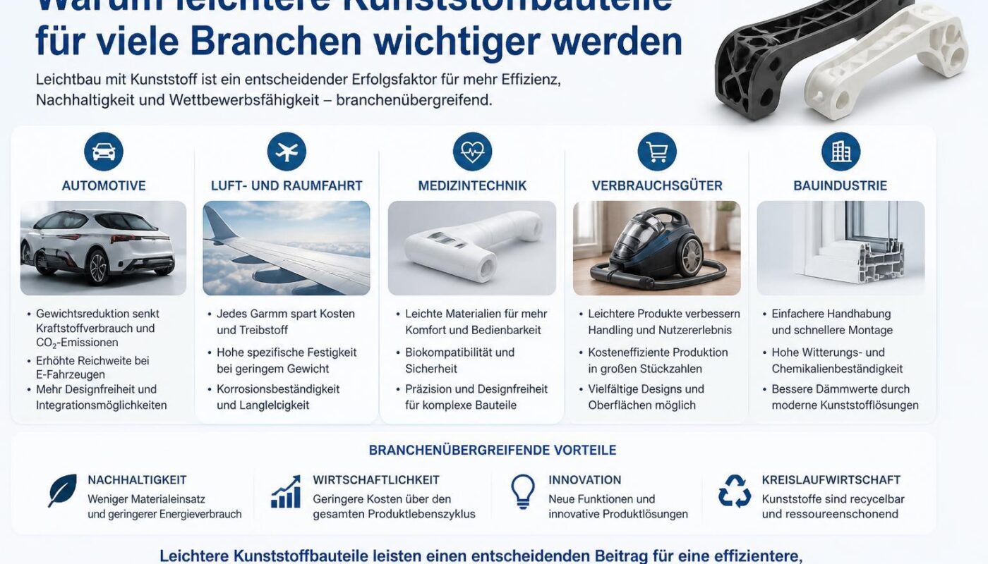Warum leichtere Kunststoffbauteile für viele Branchen wichtiger werden